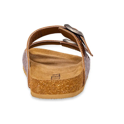 Maggie Embossed Leather Sandals [Brown]
