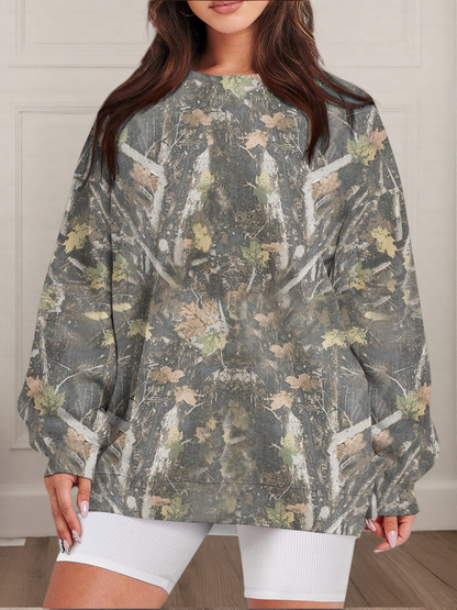 Oversized pullover Camo Printed crewneck sweatshirt