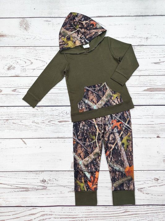 Boys Camouflage Printed Hoodie Pants Set