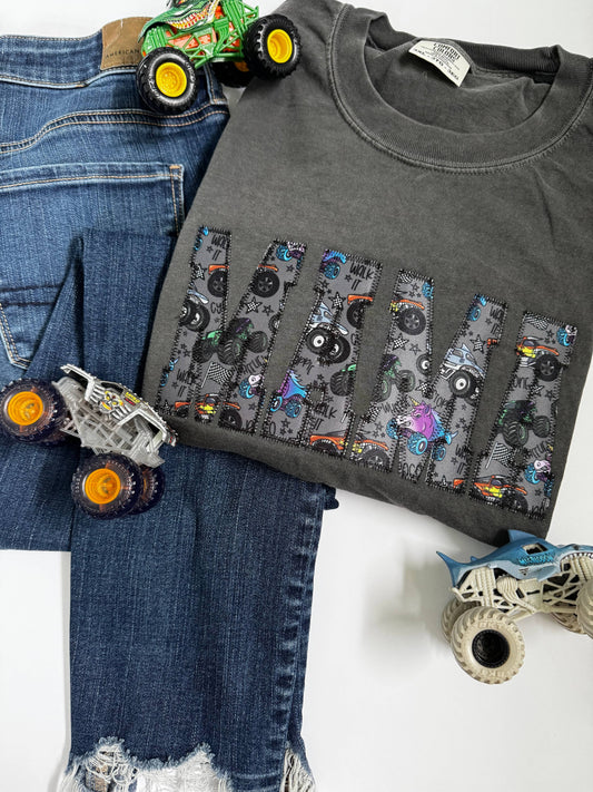 Embroidered  Mama Monster Truck Tee