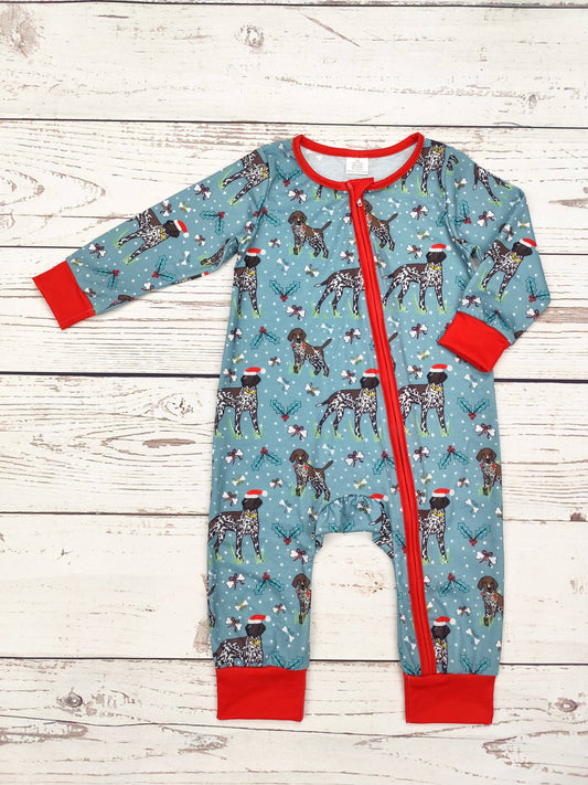 Baby Boy Christmas Dog Print Zippy Sleeper