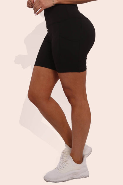 Womens Tummy Control Biker Shorts With Side Pockets