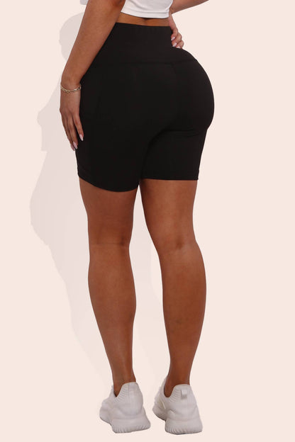 Womens Tummy Control Biker Shorts With Side Pockets