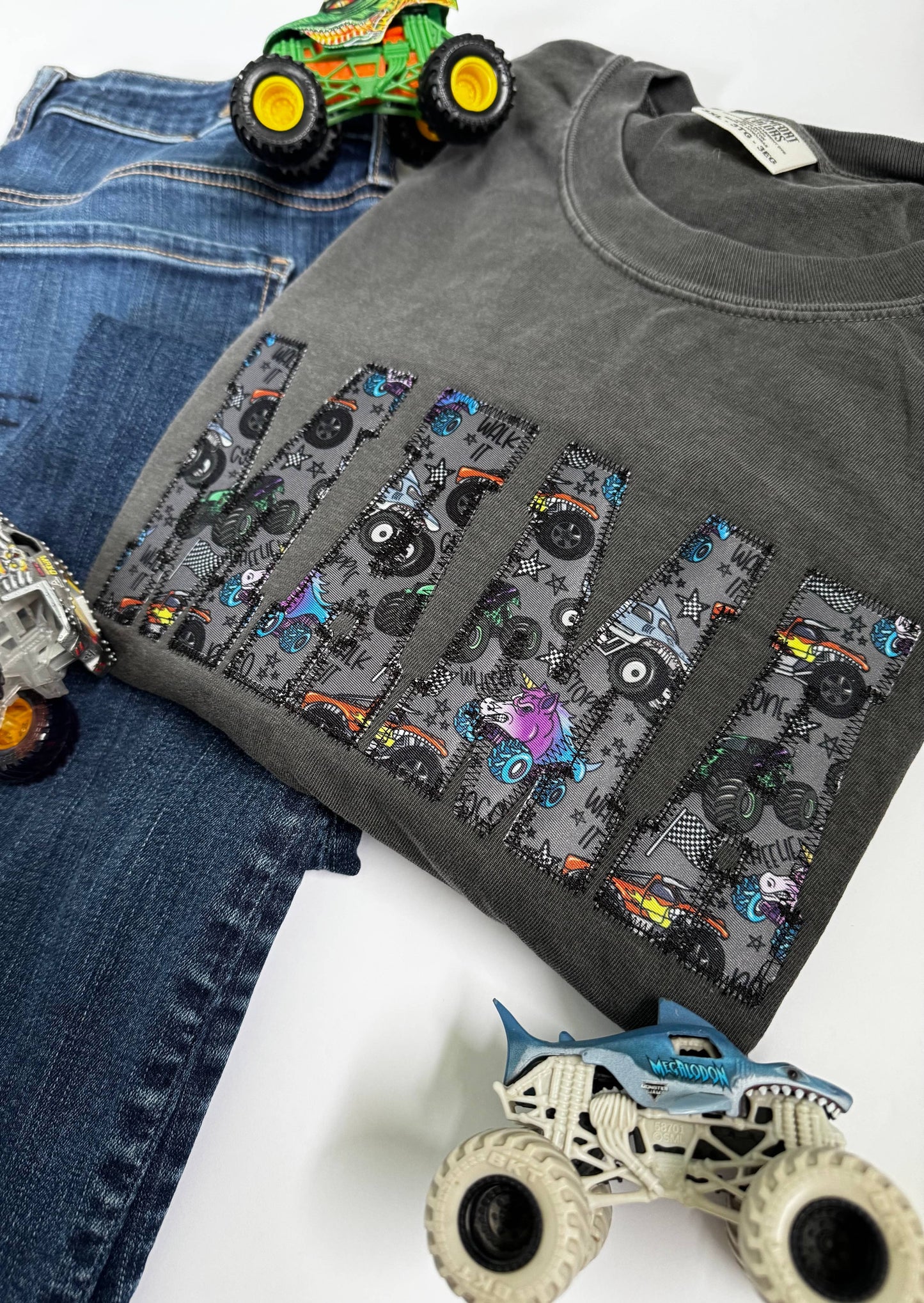 Embroidered  Mama Monster Truck Tee