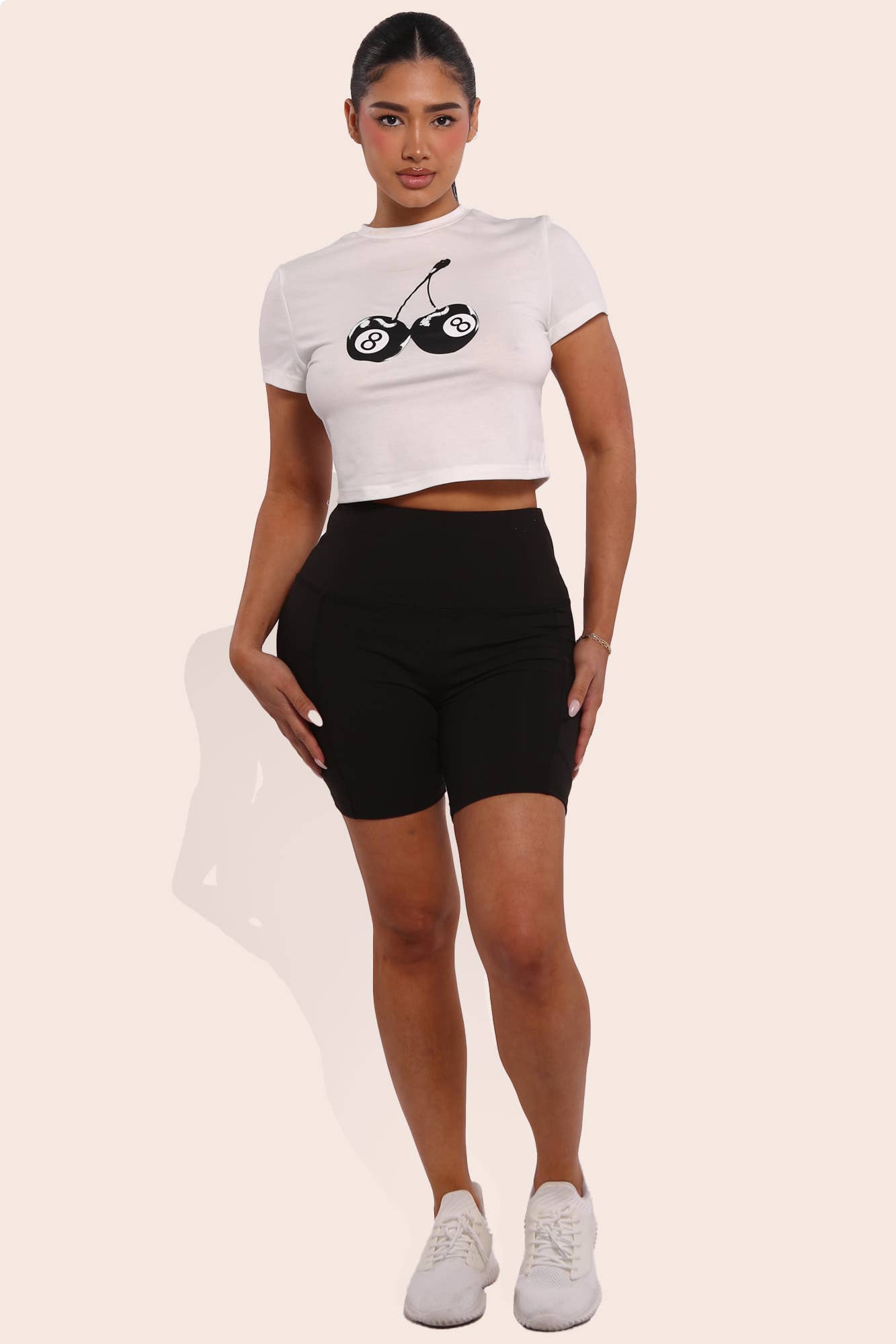 Womens Tummy Control Biker Shorts With Side Pockets